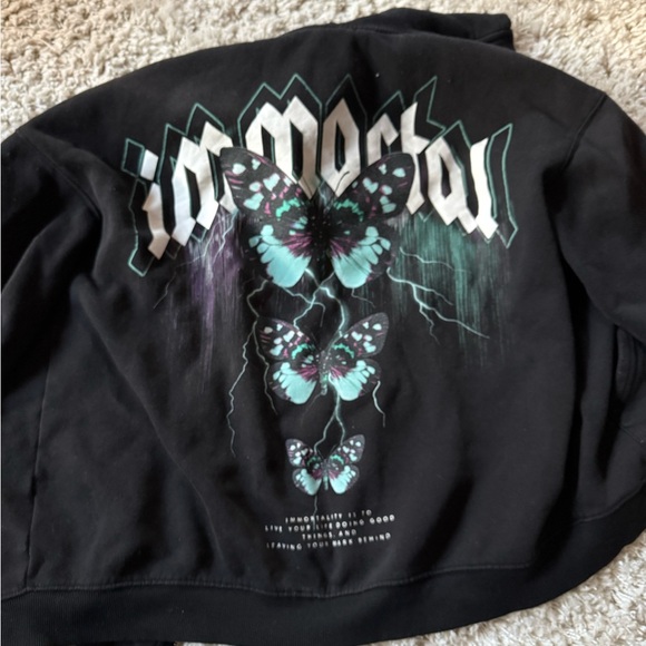 Black Scale Other - Immortal black squad concert skater streetwear Black purple butterfly ho…